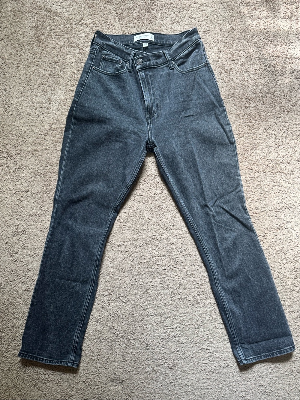 Abercrombie & Fitch High-Rise Straight Jeans — Charcoal Wash